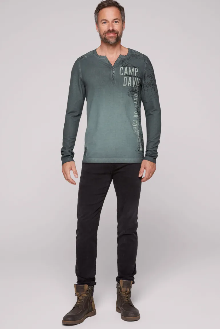 Cheap CAMP DAVID & SOCCX Henley-Shirt aus Waffelpikee deep forest deepforest