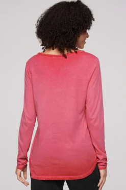 Cheap CAMP DAVID & SOCCX Henley-Shirt mit Wording Glitter Print pinky red pinkyred