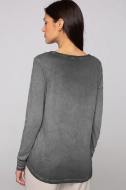 Cheap CAMP DAVID & SOCCX Henley-Shirt mit Wording Glitter Print black