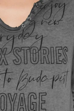 Cheap CAMP DAVID & SOCCX Henley-Shirt mit Wording Glitter Print black