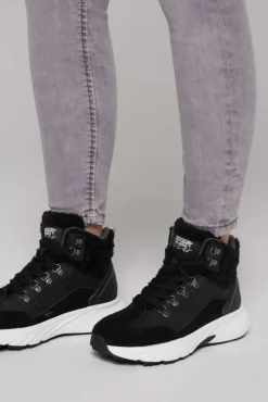 Cheap CAMP DAVID & SOCCX High Top Sneaker mit Kunstfell-Details black
