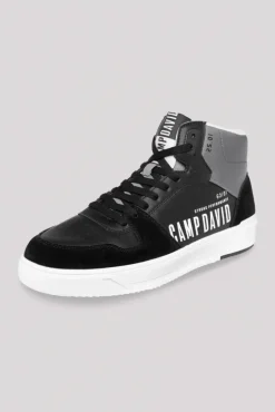 Cheap CAMP DAVID & SOCCX Hightop Sneaker im Materialmix mit Rubber Logos black