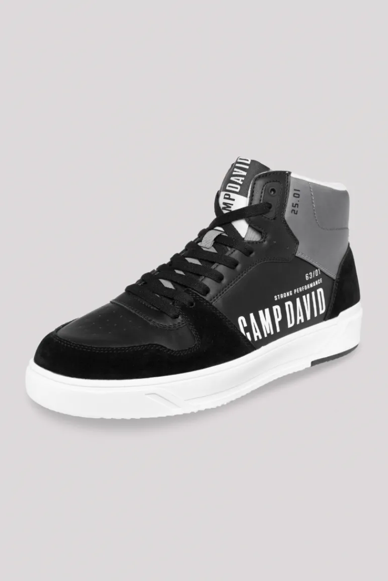 Cheap CAMP DAVID & SOCCX Hightop Sneaker im Materialmix mit Rubber Logos black