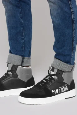 Cheap CAMP DAVID & SOCCX Hightop Sneaker im Materialmix mit Rubber Logos black