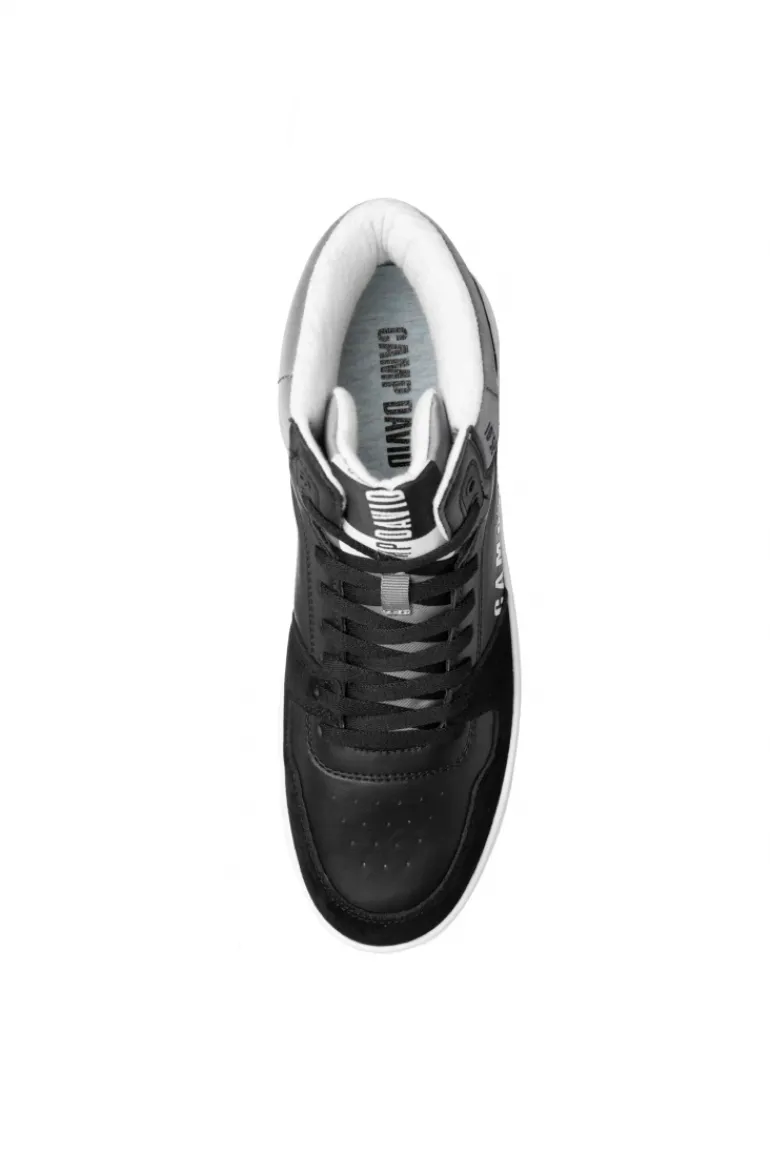 Cheap CAMP DAVID & SOCCX Hightop Sneaker im Materialmix mit Rubber Logos black