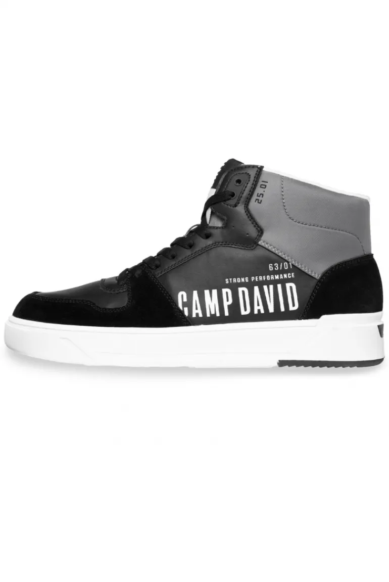 Cheap CAMP DAVID & SOCCX Hightop Sneaker im Materialmix mit Rubber Logos black