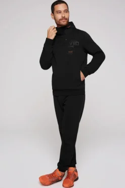 Shop CAMP DAVID & SOCCX Hoodie im Materialmix mit Artwork und Rückentasche black