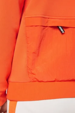 Sale CAMP DAVID & SOCCX Hoodie im Materialmix mit Artwork und Rückentasche signal orange signalorange