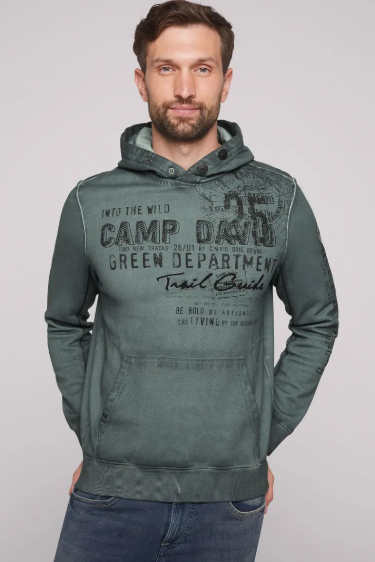 Shop CAMP DAVID & SOCCX Hoodie Oil Dyed mit Artworks deep forest deepforest