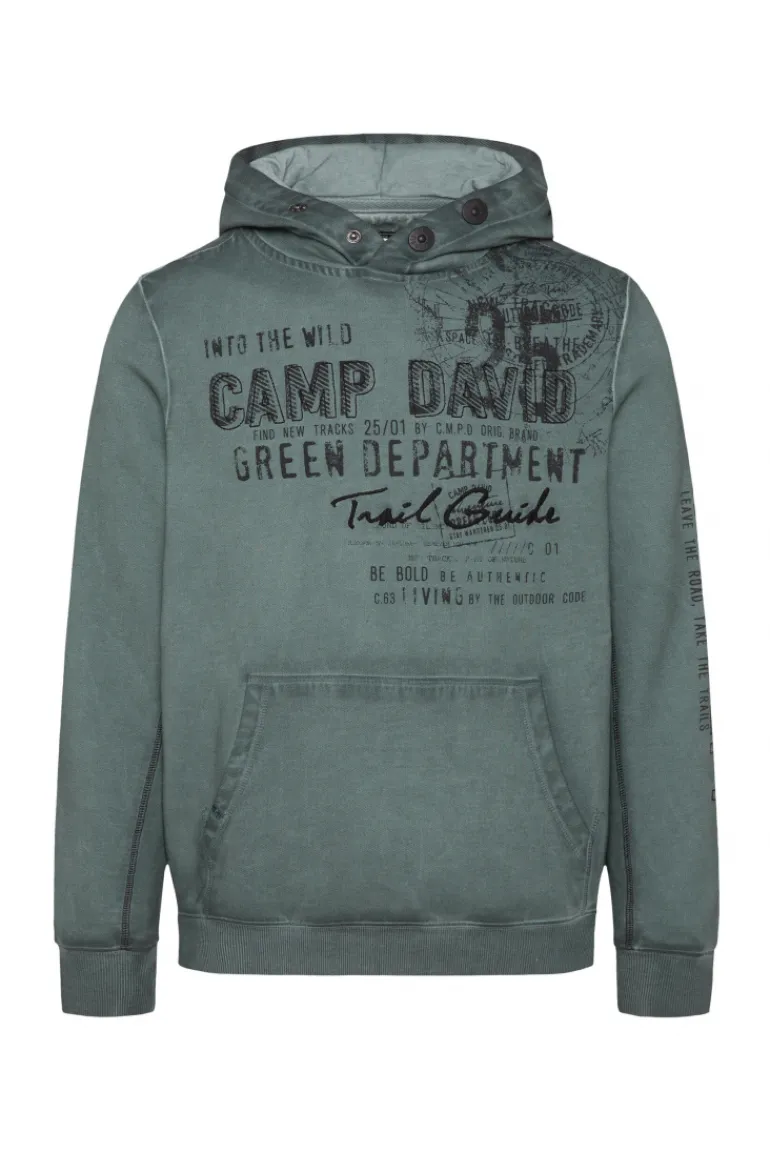 Shop CAMP DAVID & SOCCX Hoodie Oil Dyed mit Artworks deep forest deepforest