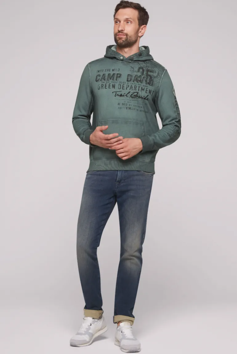 Shop CAMP DAVID & SOCCX Hoodie Oil Dyed mit Artworks deep forest deepforest