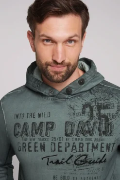 Shop CAMP DAVID & SOCCX Hoodie Oil Dyed mit Artworks deep forest deepforest