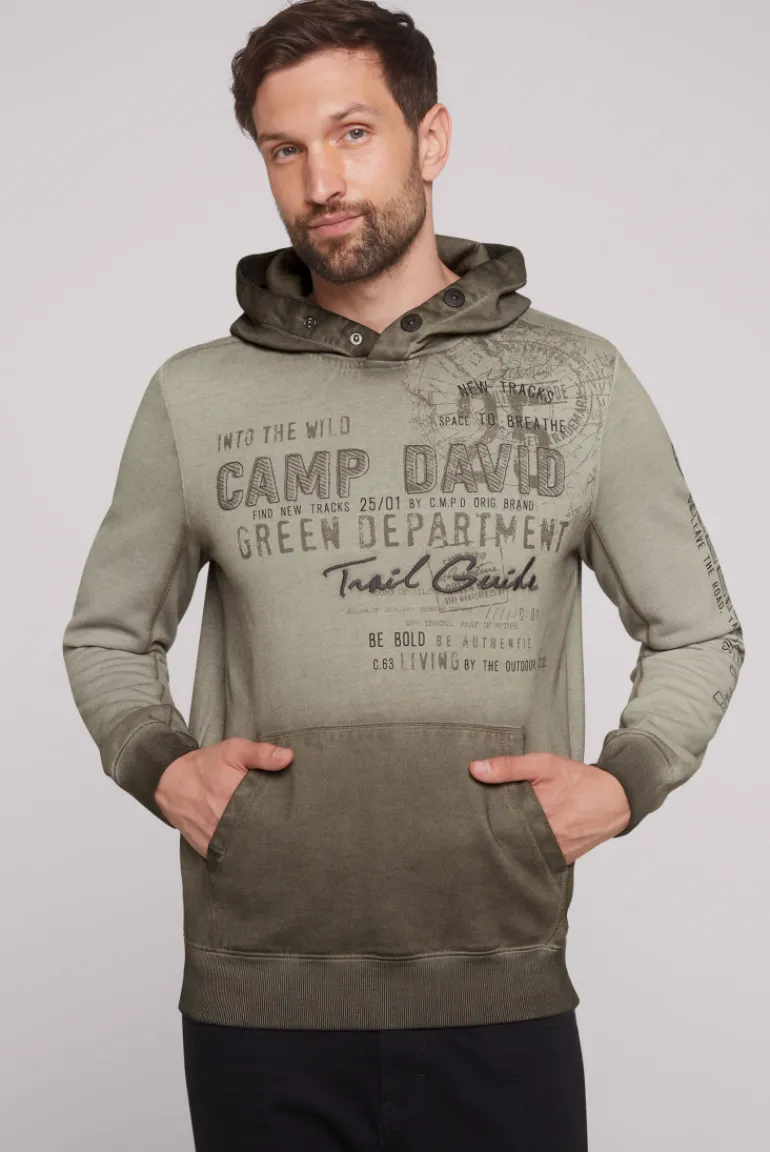 New CAMP DAVID & SOCCX Hoodie Oil Dyed mit Artworks fossil brown fossilbrown
