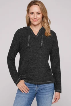 Cheap CAMP DAVID & SOCCX Kapuzenpullover aus Flauschstrick black