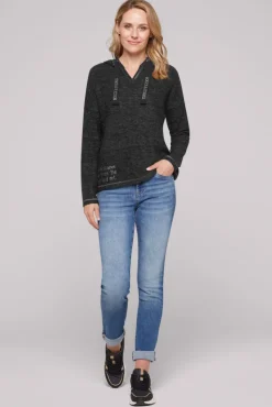 Cheap CAMP DAVID & SOCCX Kapuzenpullover aus Flauschstrick black