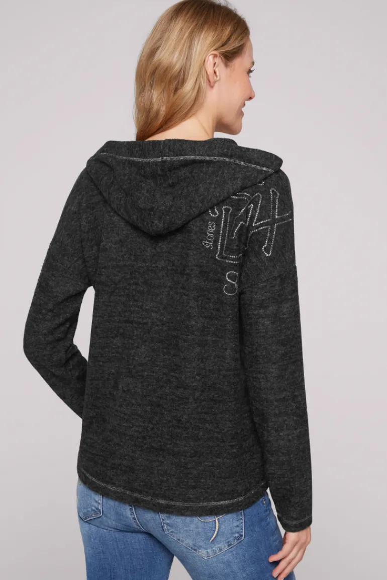 Cheap CAMP DAVID & SOCCX Kapuzenpullover aus Flauschstrick black