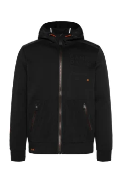 Fashion CAMP DAVID & SOCCX Kapuzensweatjacke im Materialmix mit Rubber Prints black