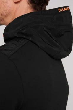 Fashion CAMP DAVID & SOCCX Kapuzensweatjacke im Materialmix mit Rubber Prints black