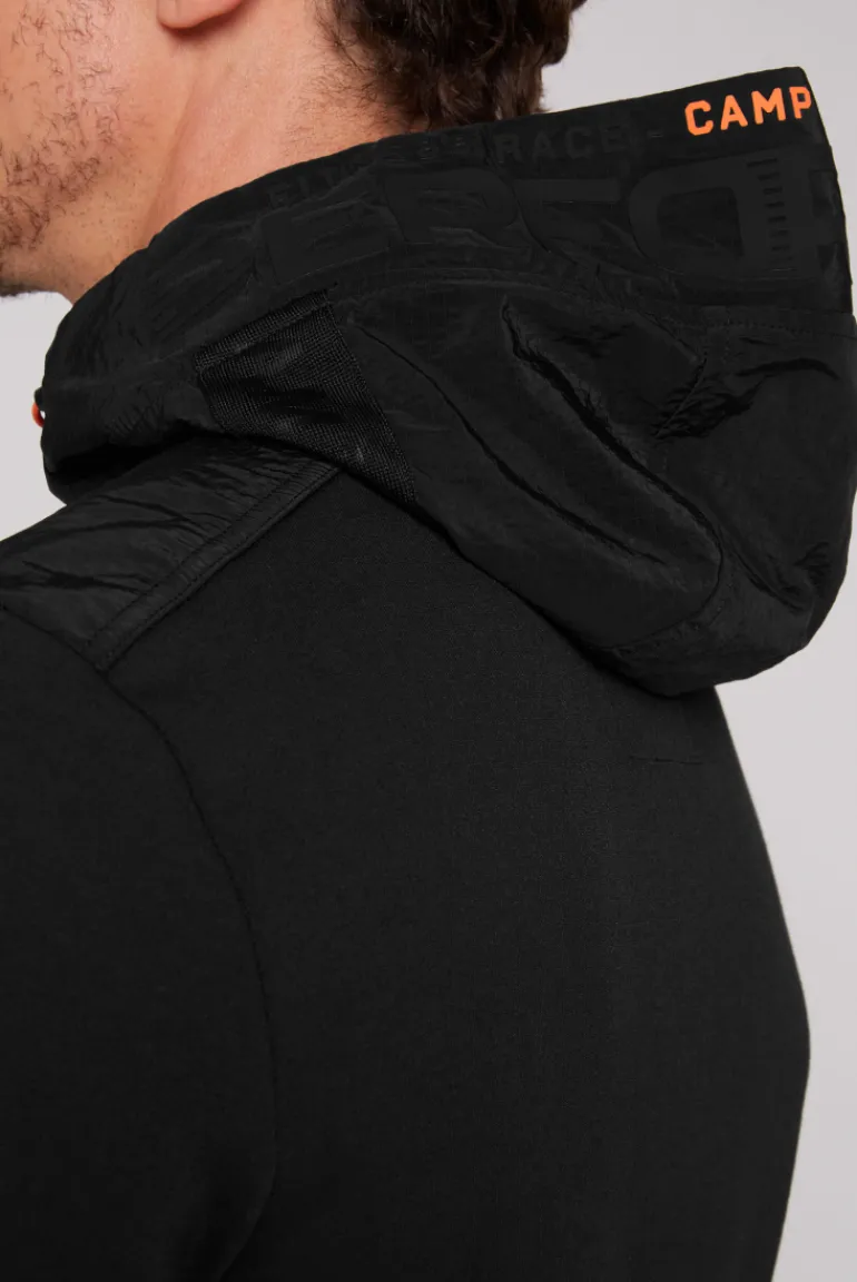 Fashion CAMP DAVID & SOCCX Kapuzensweatjacke im Materialmix mit Rubber Prints black