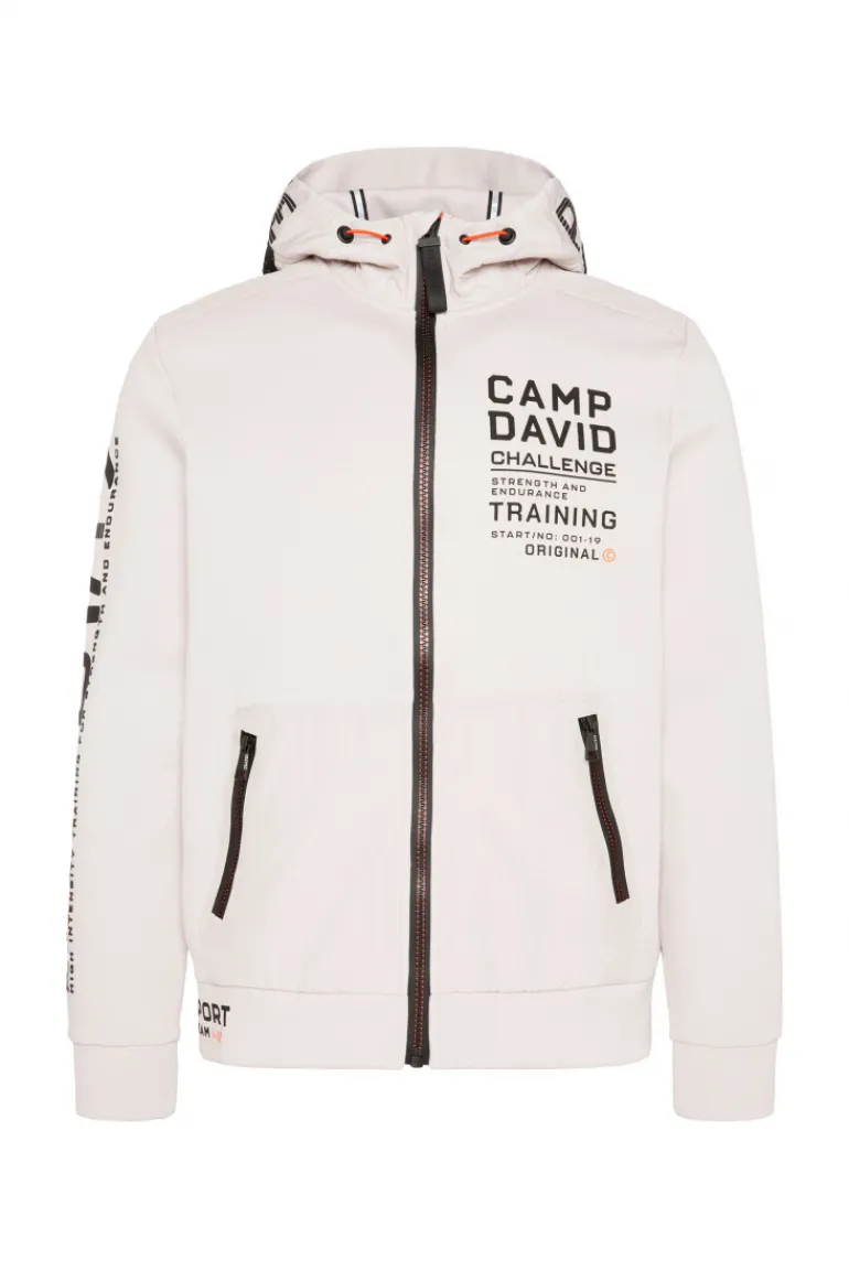 Sale CAMP DAVID & SOCCX Kapuzensweatjacke im Materialmix mit Rubber Prints shell