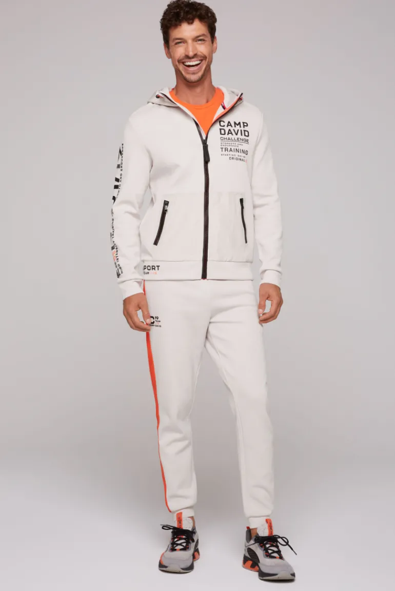 Sale CAMP DAVID & SOCCX Kapuzensweatjacke im Materialmix mit Rubber Prints shell