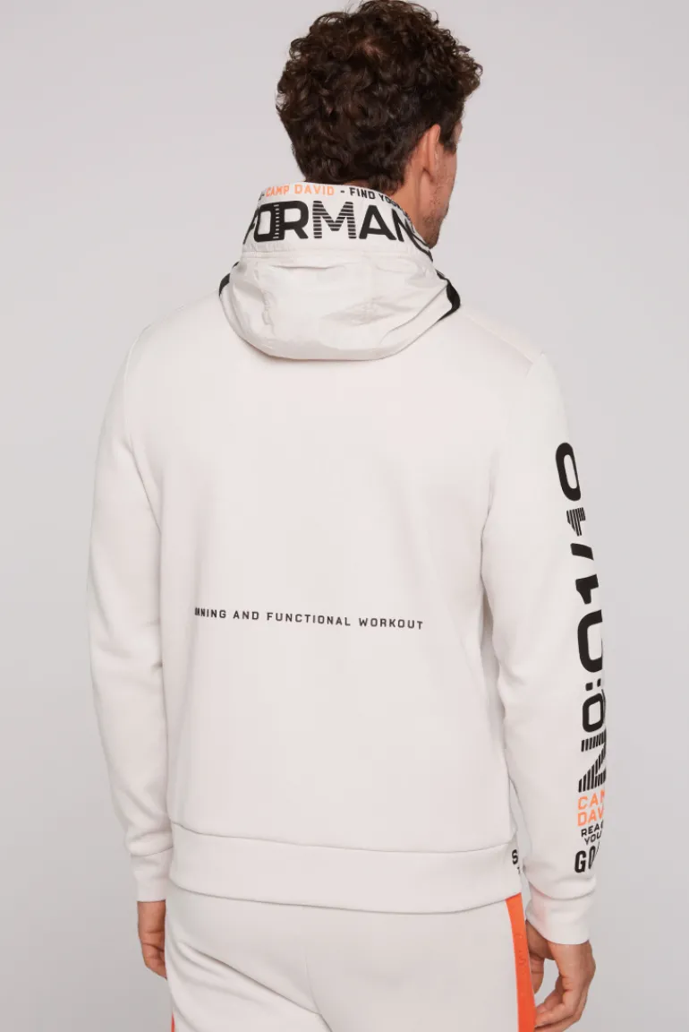Sale CAMP DAVID & SOCCX Kapuzensweatjacke im Materialmix mit Rubber Prints shell