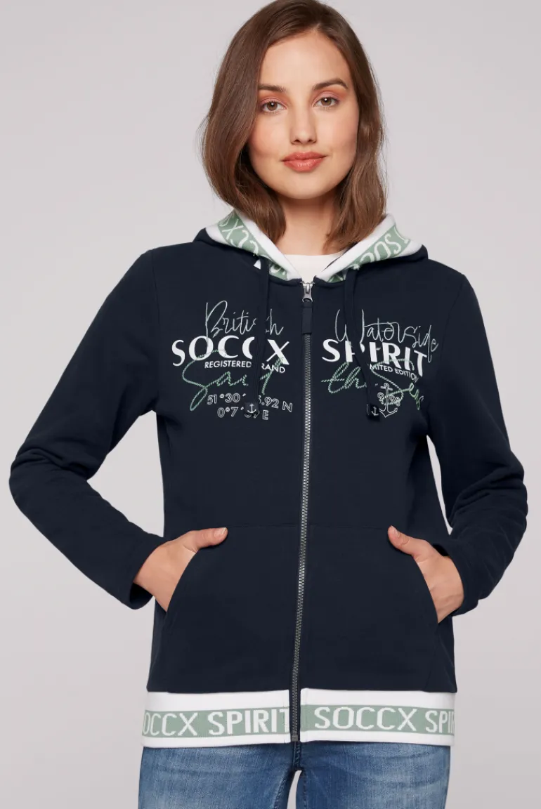 Cheap CAMP DAVID & SOCCX Kapuzensweatjacke mit Intarsia-Logo-Details blue navy bluenavy