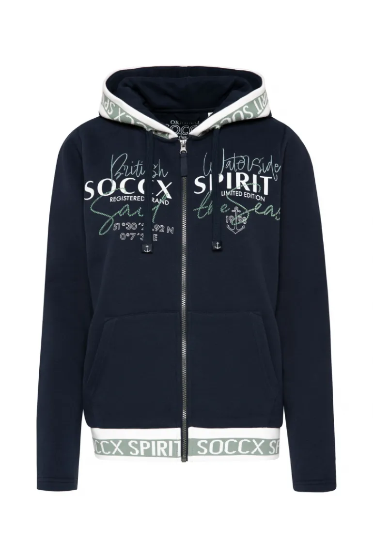 Cheap CAMP DAVID & SOCCX Kapuzensweatjacke mit Intarsia-Logo-Details blue navy bluenavy