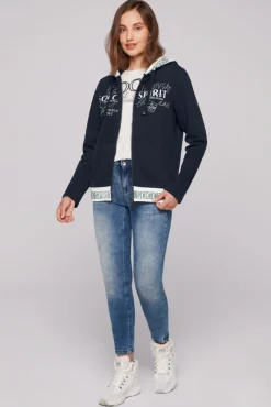 Cheap CAMP DAVID & SOCCX Kapuzensweatjacke mit Intarsia-Logo-Details blue navy bluenavy
