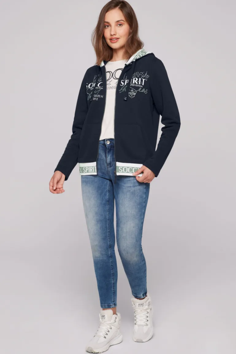 Cheap CAMP DAVID & SOCCX Kapuzensweatjacke mit Intarsia-Logo-Details blue navy bluenavy