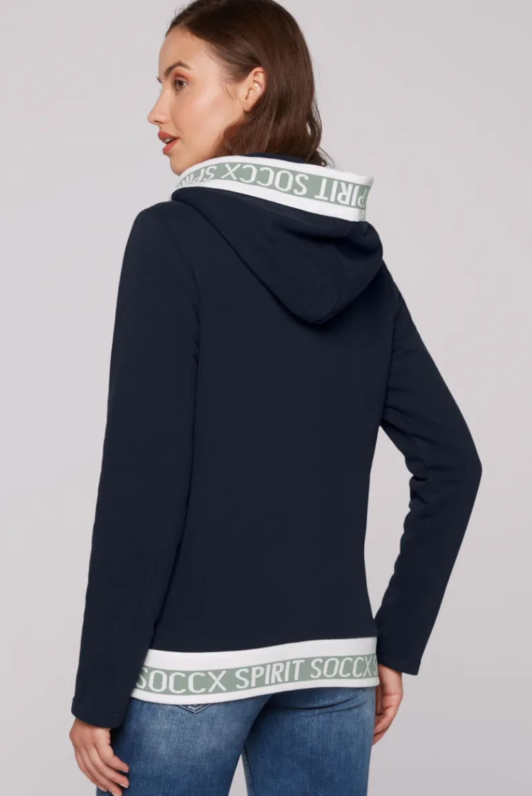 Cheap CAMP DAVID & SOCCX Kapuzensweatjacke mit Intarsia-Logo-Details blue navy bluenavy