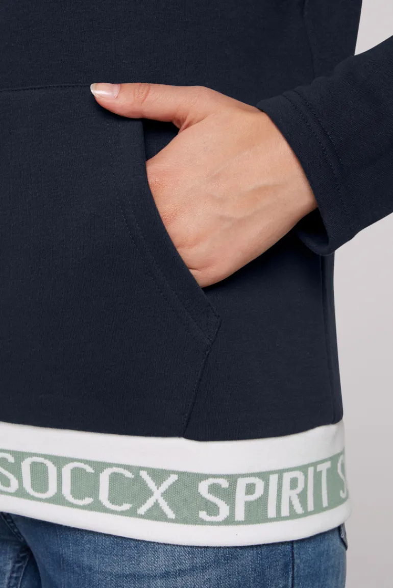 Cheap CAMP DAVID & SOCCX Kapuzensweatjacke mit Intarsia-Logo-Details blue navy bluenavy