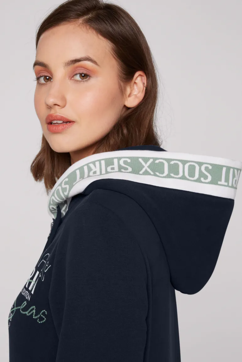 Cheap CAMP DAVID & SOCCX Kapuzensweatjacke mit Intarsia-Logo-Details blue navy bluenavy