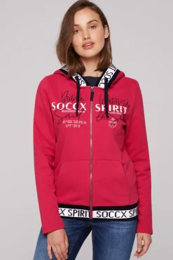 New CAMP DAVID & SOCCX Kapuzensweatjacke mit Intarsia-Logo-Details clear red clearred