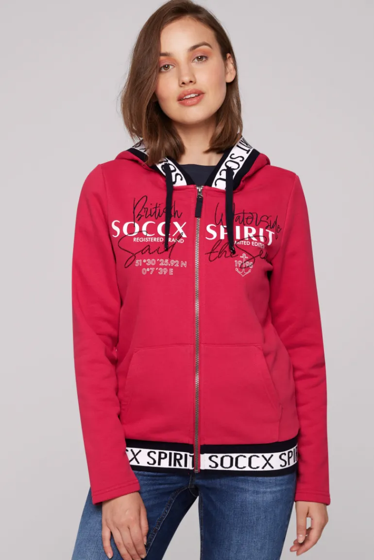 New CAMP DAVID & SOCCX Kapuzensweatjacke mit Intarsia-Logo-Details clear red clearred