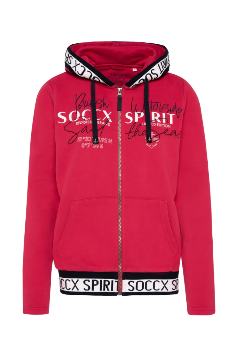 New CAMP DAVID & SOCCX Kapuzensweatjacke mit Intarsia-Logo-Details clear red clearred