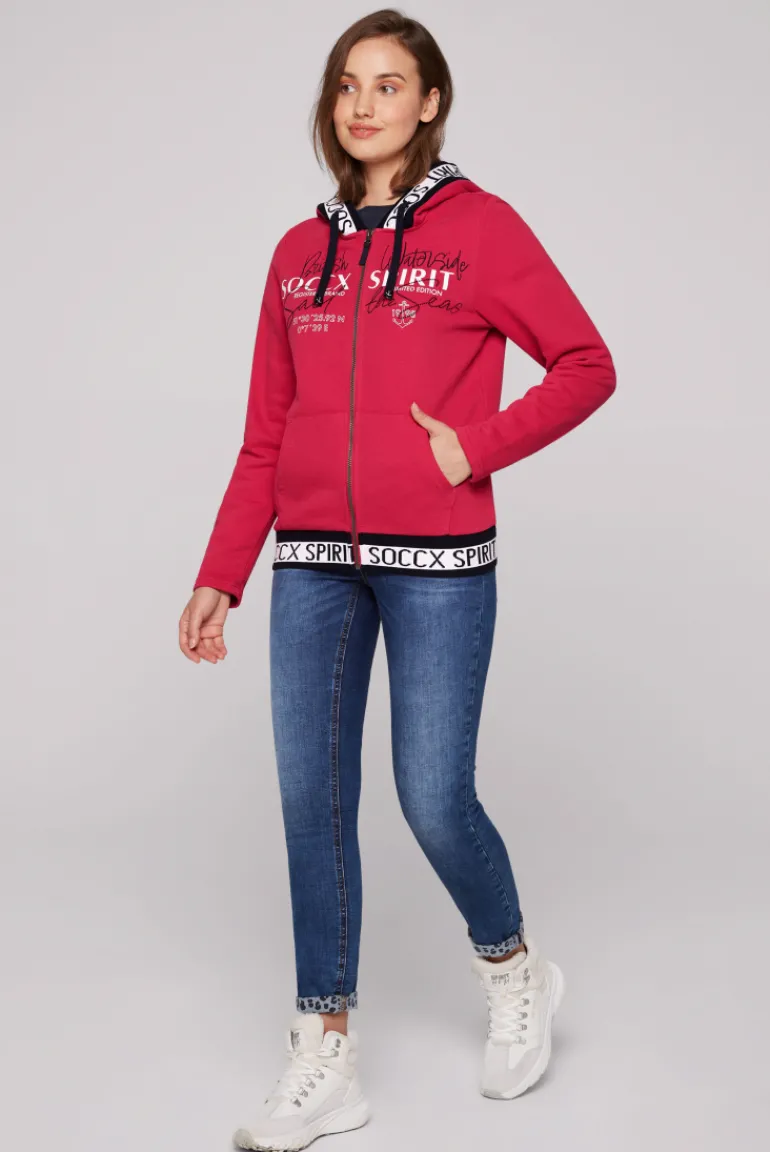 New CAMP DAVID & SOCCX Kapuzensweatjacke mit Intarsia-Logo-Details clear red clearred