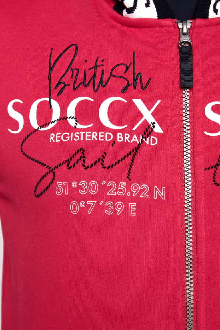 New CAMP DAVID & SOCCX Kapuzensweatjacke mit Intarsia-Logo-Details clear red clearred