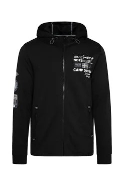 Clearance CAMP DAVID & SOCCX Kapuzensweatjacke mit Label-Applikationen black