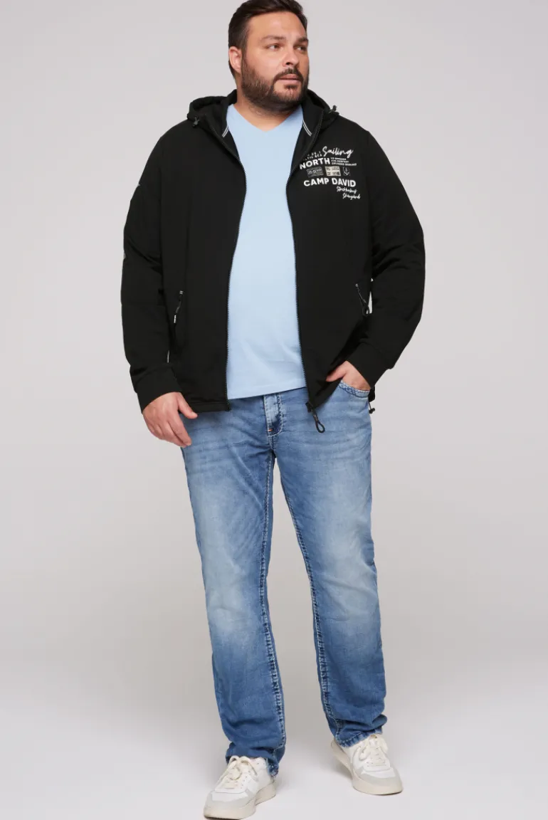 Clearance CAMP DAVID & SOCCX Kapuzensweatjacke mit Label-Applikationen black