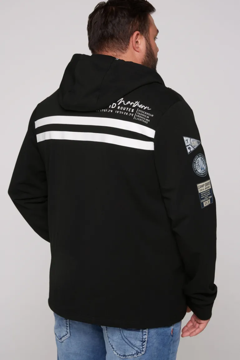 Clearance CAMP DAVID & SOCCX Kapuzensweatjacke mit Label-Applikationen black