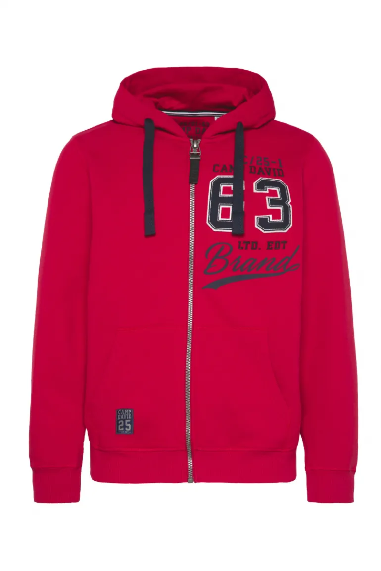 Cheap CAMP DAVID & SOCCX Kapuzensweatjacke mit Retro-Artwork royal red royalred