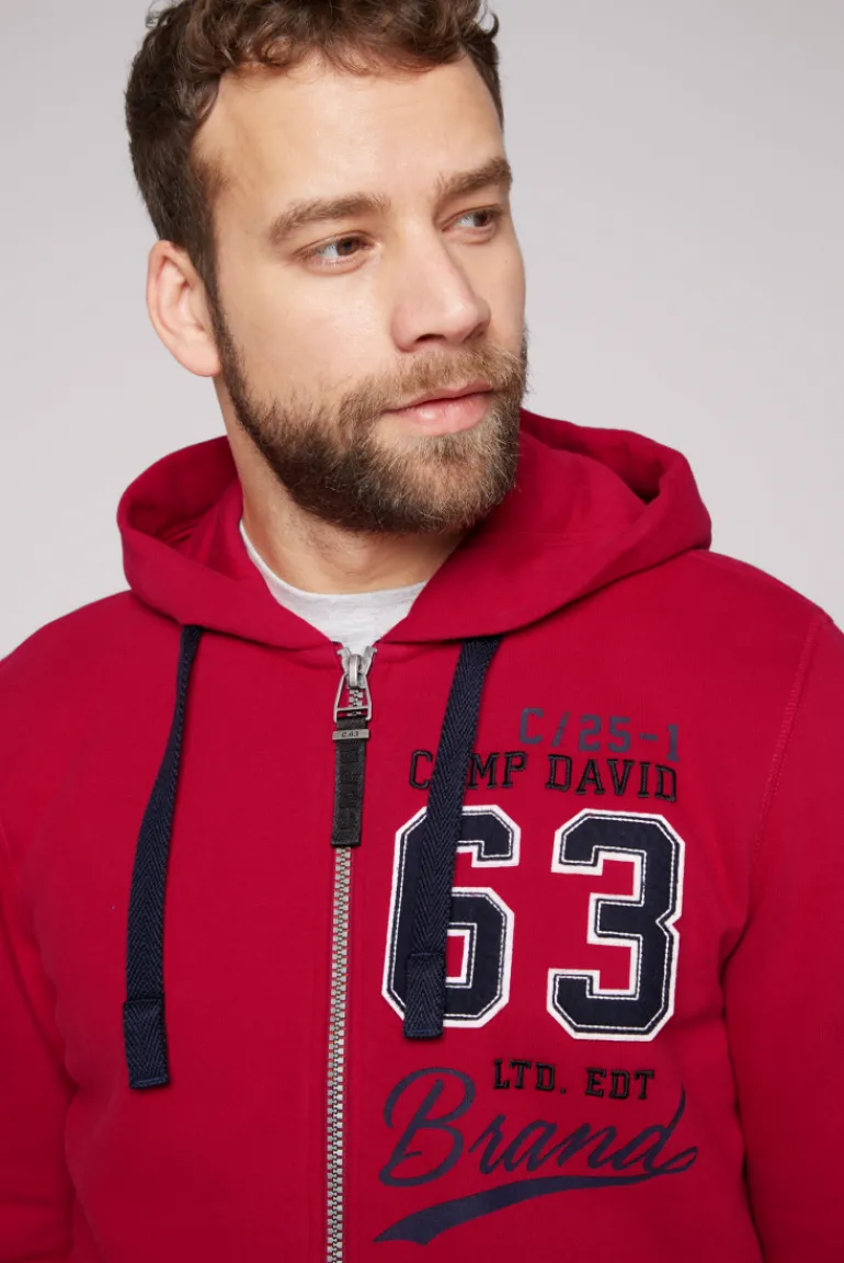 Cheap CAMP DAVID & SOCCX Kapuzensweatjacke mit Retro-Artwork royal red royalred