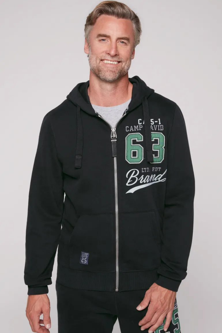 Clearance CAMP DAVID & SOCCX Kapuzensweatjacke mit Retro-Artwork black
