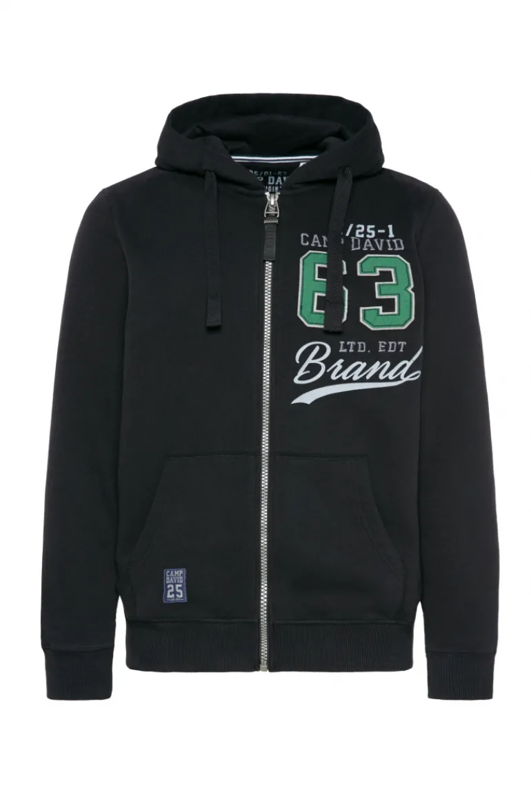 Clearance CAMP DAVID & SOCCX Kapuzensweatjacke mit Retro-Artwork black