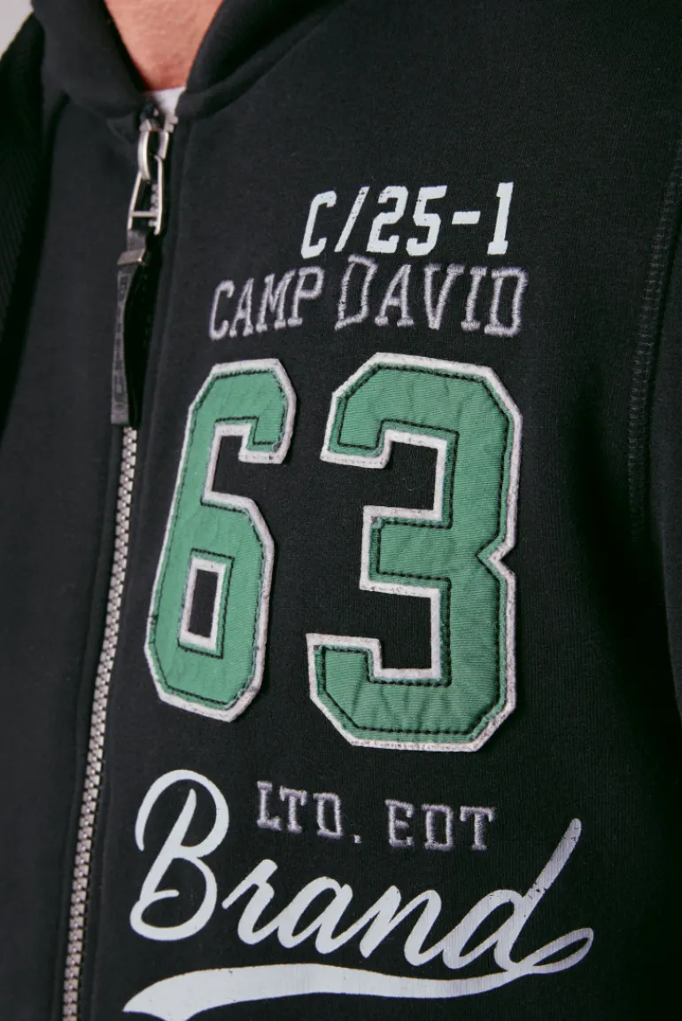 Clearance CAMP DAVID & SOCCX Kapuzensweatjacke mit Retro-Artwork black