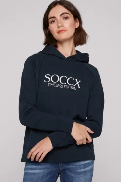 Clearance CAMP DAVID & SOCCX Kapuzensweatshirt mit Logo Print blue navy bluenavy