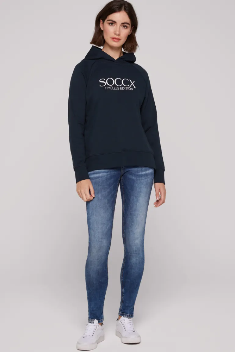 Clearance CAMP DAVID & SOCCX Kapuzensweatshirt mit Logo Print blue navy bluenavy