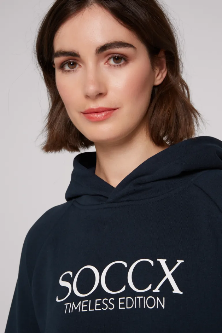 Clearance CAMP DAVID & SOCCX Kapuzensweatshirt mit Logo Print blue navy bluenavy