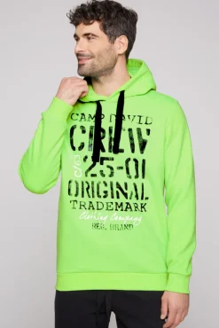 Clearance CAMP DAVID & SOCCX Kapuzensweatshirt mit Used Print neon green neongreen